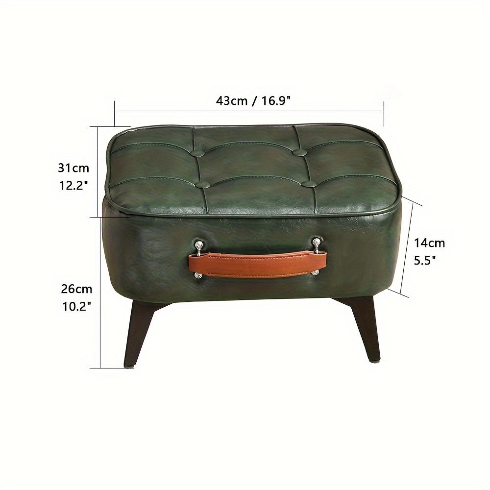 Leather Footstool Ottoman with Storage