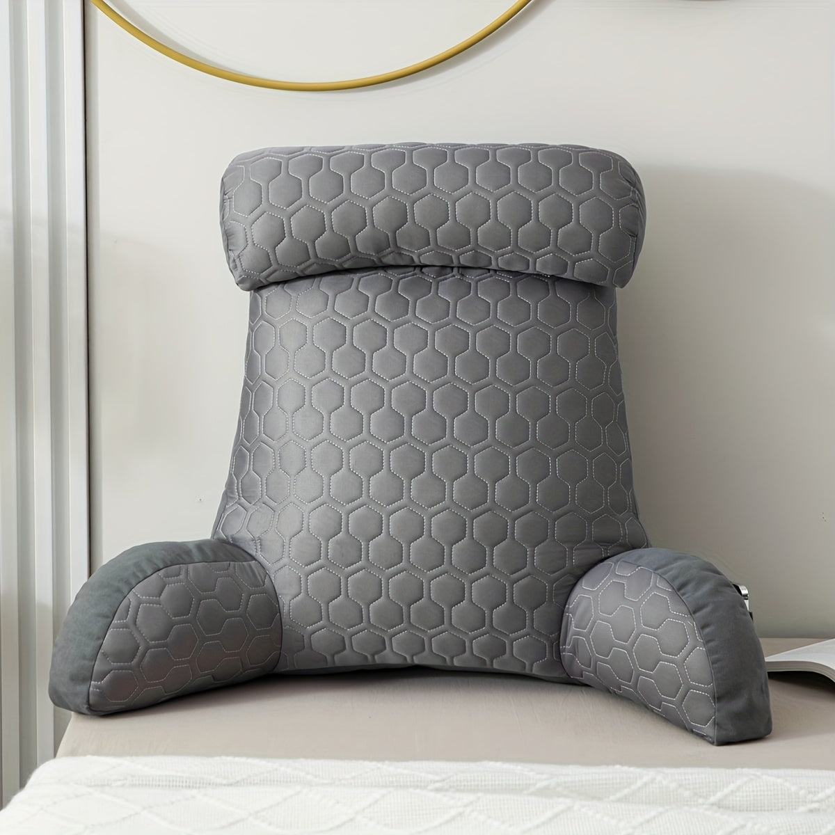 Cool Latex Reading Pillow with Armrests & Pockets-2