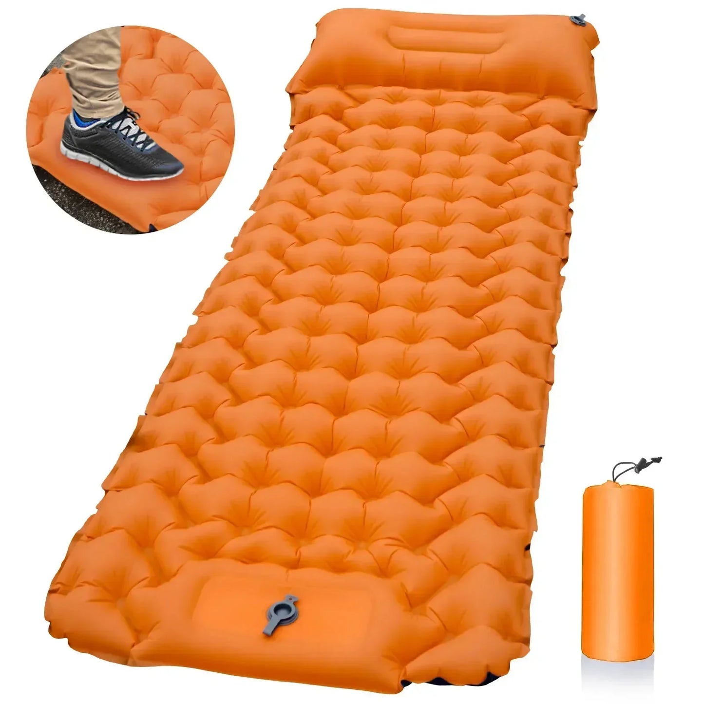 Sleeping Pad with Built-In Pillow Pump Orange-2