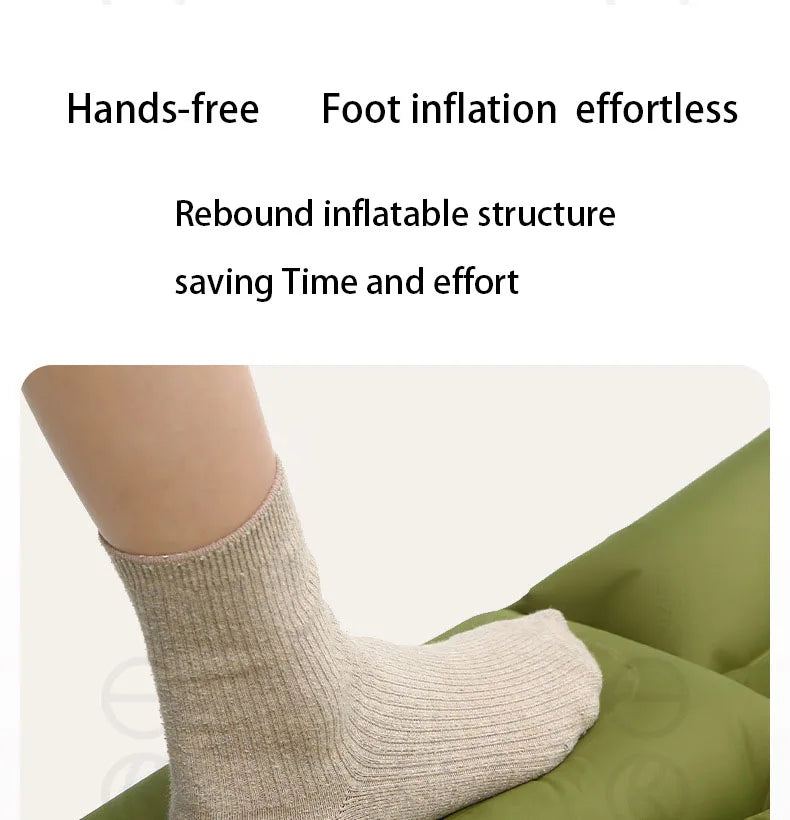 Inflatable Sleeping Pad Built-In Pillow Compact Green-3