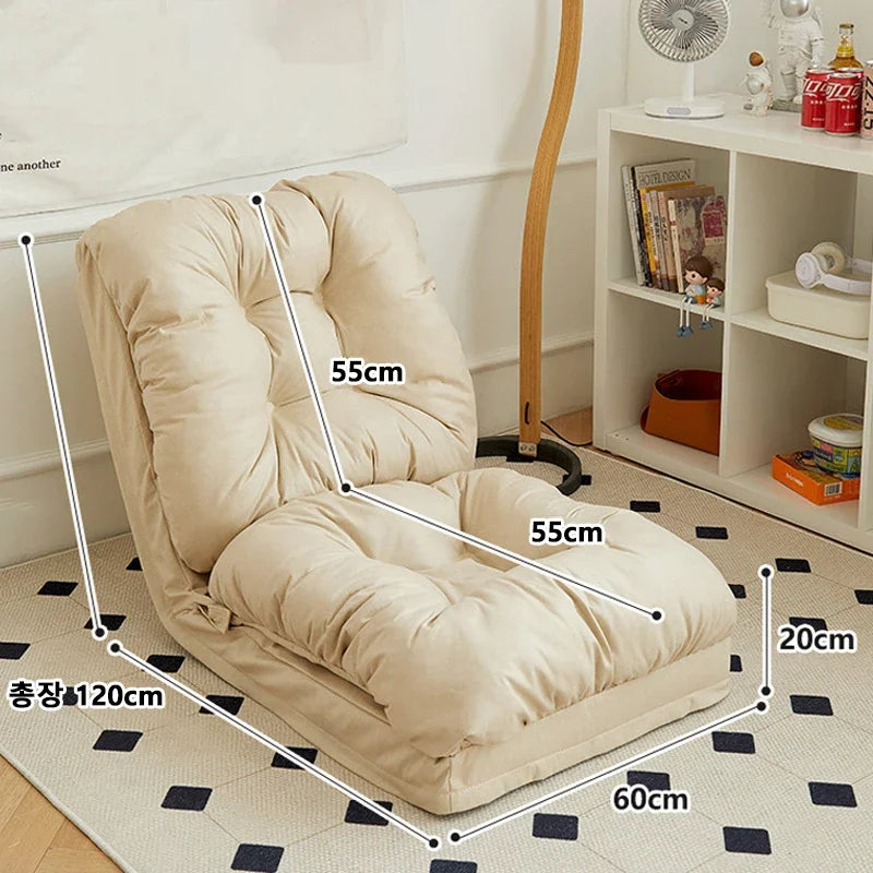 Convertible Foldable Lounger Sofa Bed - Beige Water-Resistant Lazy Chair Sleeper