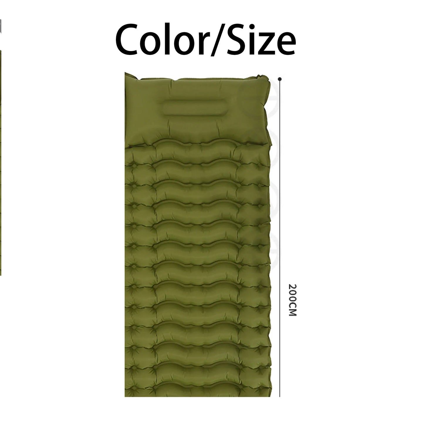 Inflatable Sleeping Pad Built-In Pillow Compact Green-1