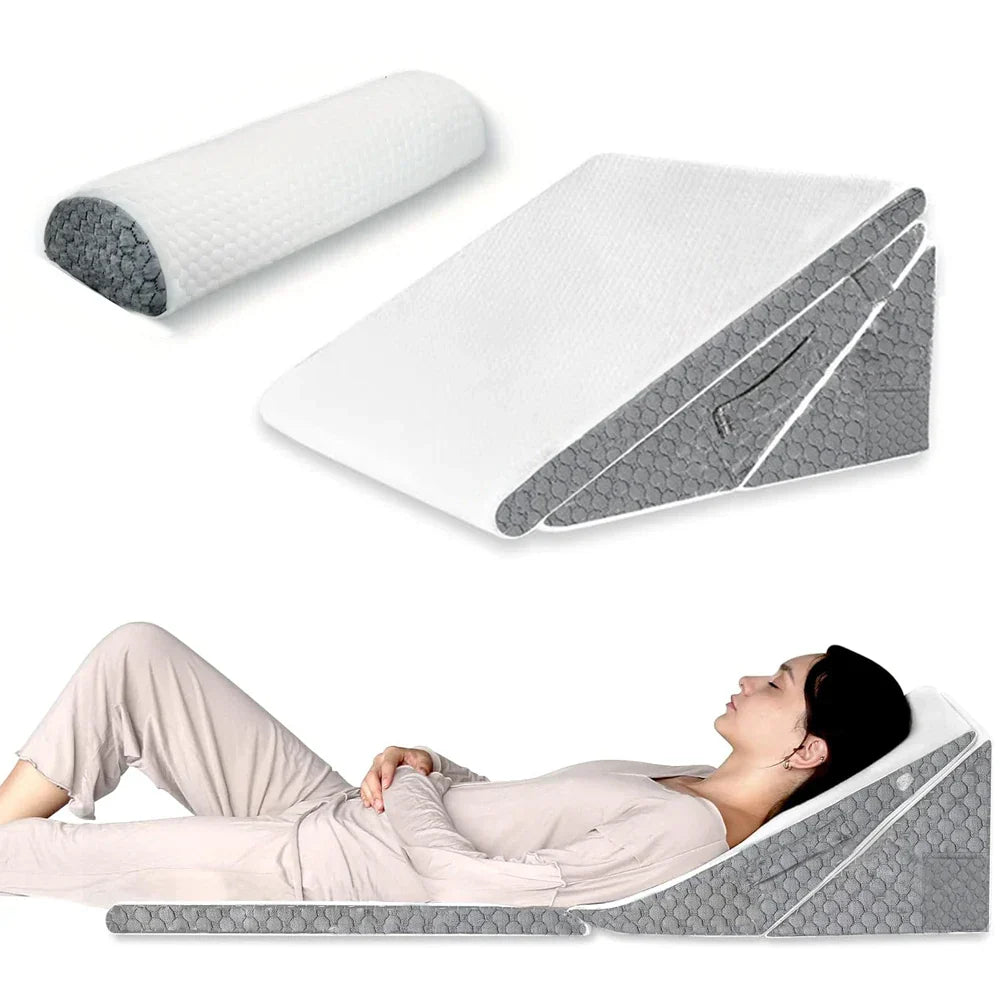 Adjustable Wedge Pillow Set Ergonomic Triangle Pillow Headrest Grey-2