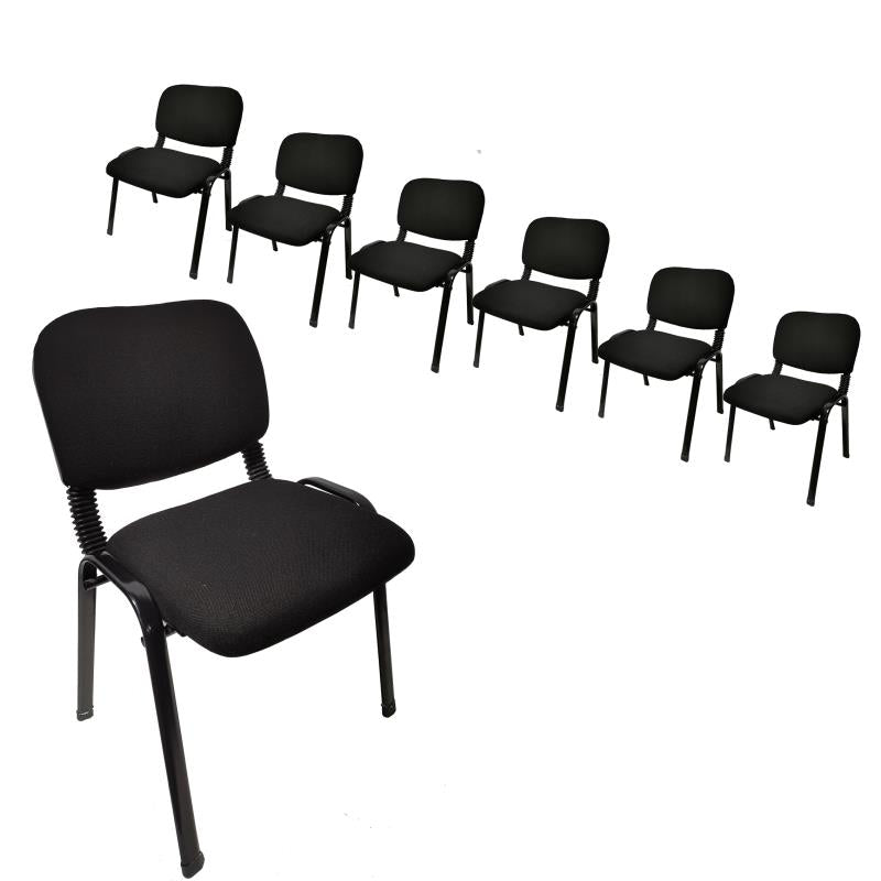 Stackable & Linkable Office Conference Visitor Community Chairs (Set of 7-Black)