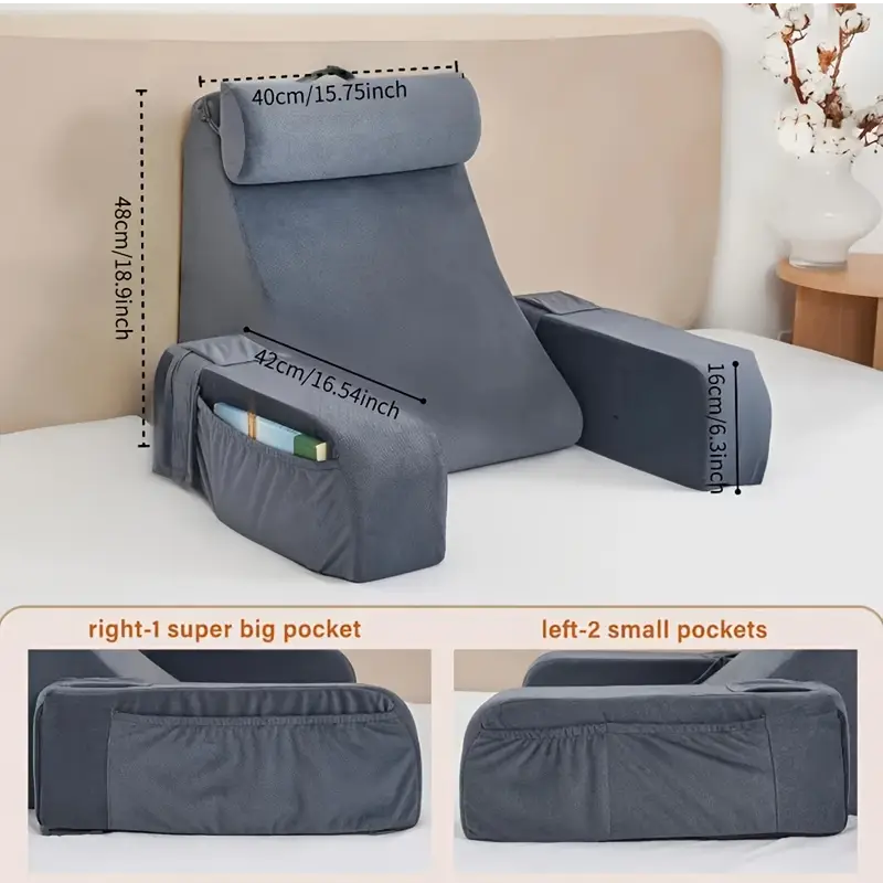 Ergonomic Reading & Back Support Pillow with Armrests-3