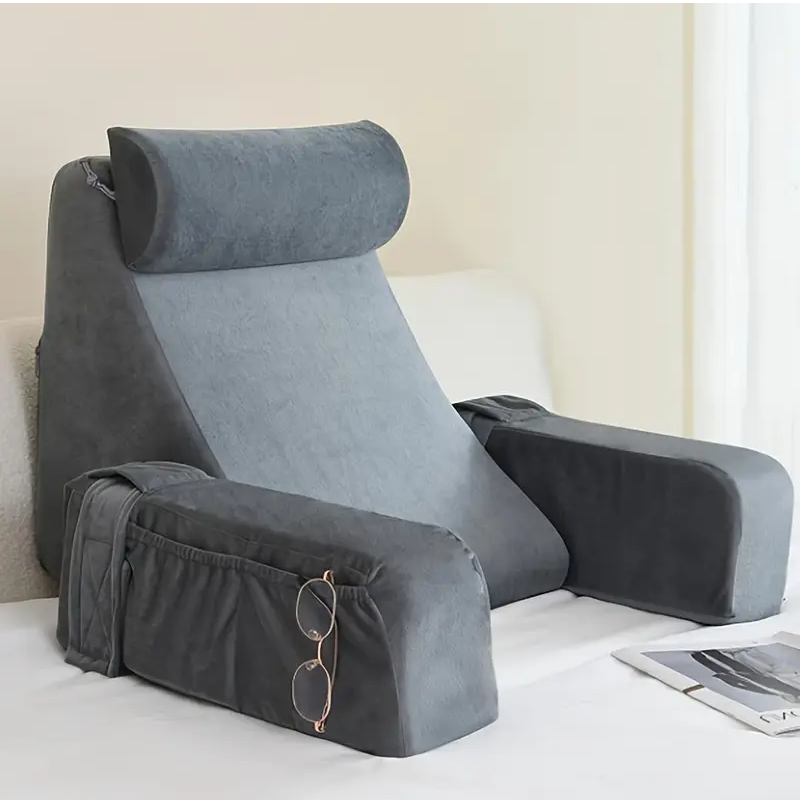 Ergonomic Reading & Back Support Pillow with Armrests-4