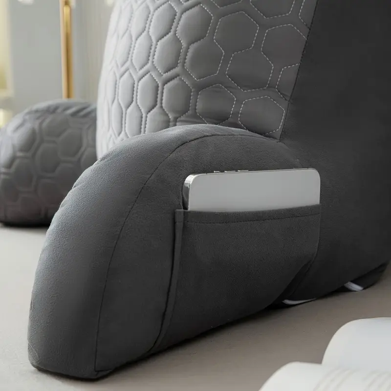 Cool Latex Reading Pillow with Armrests & Pockets-3