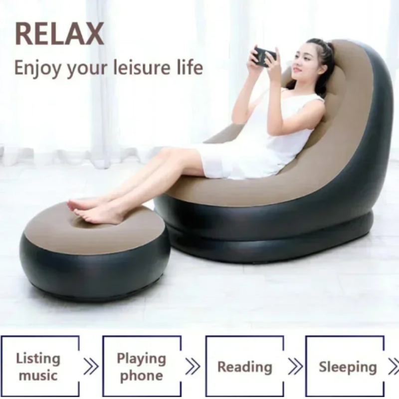 Inflatable Foldable Recliner Sofa with Ottoman
