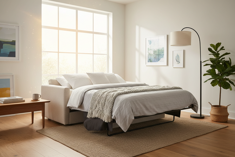 Sofa Bed Combo in Lounge Setting During Daytime