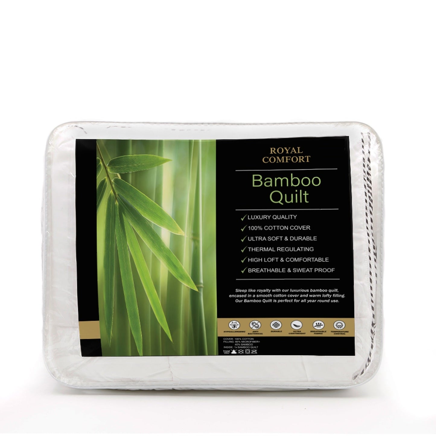Royal Comfort Luxury Bamboo 250GSM Quilt - Double-0