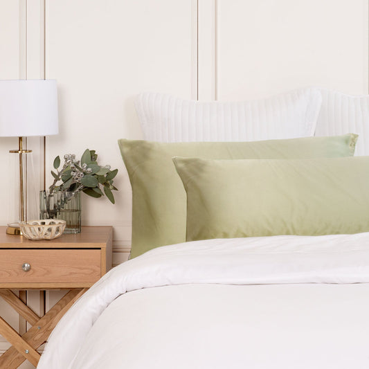 SILK PILLOW CASE TWIN PACK - SIZE: 51X76CM - Sage-0