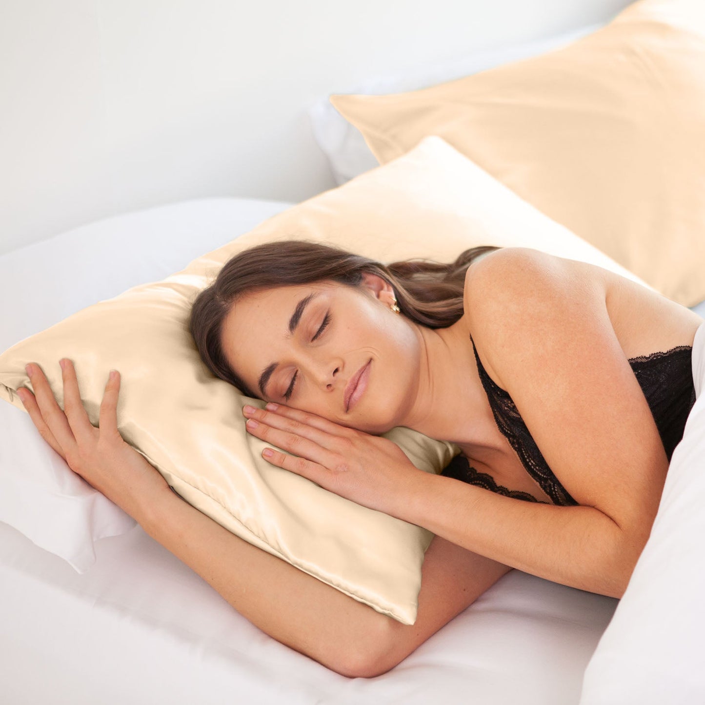 SILK PILLOW CASE TWIN PACK - SIZE: 51X76CM - Champagne Pink-1