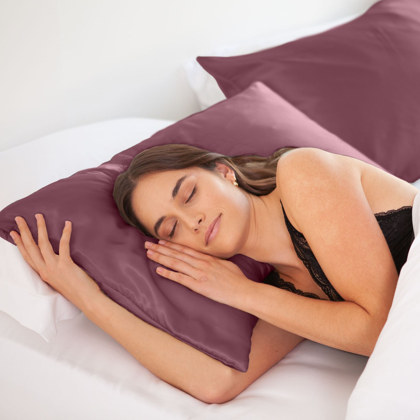 SILK PILLOW CASE TWIN PACK - SIZE: 51X76CM? - Malaga Wine-1