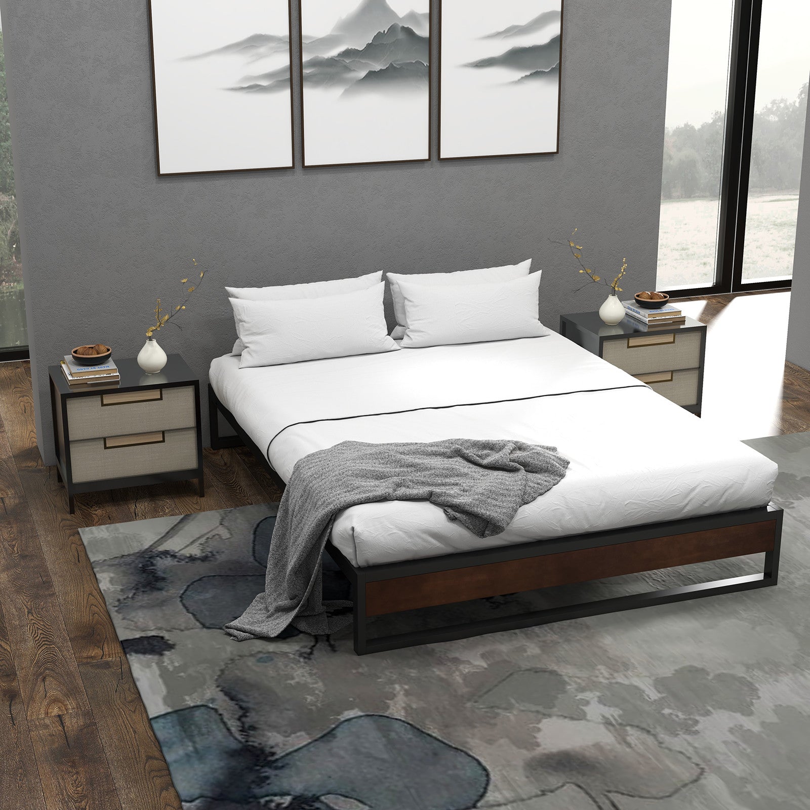 Sorrento Metal and Wood bed base - Single-4