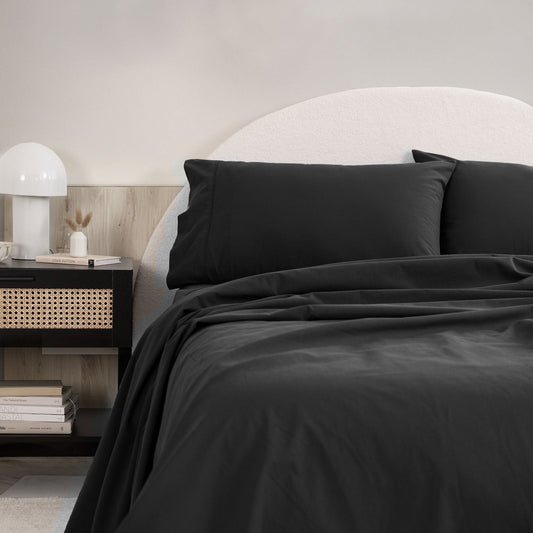 Royal Comfort Vintage Washed 100 % Cotton Sheet Set Single - Charcoal-0