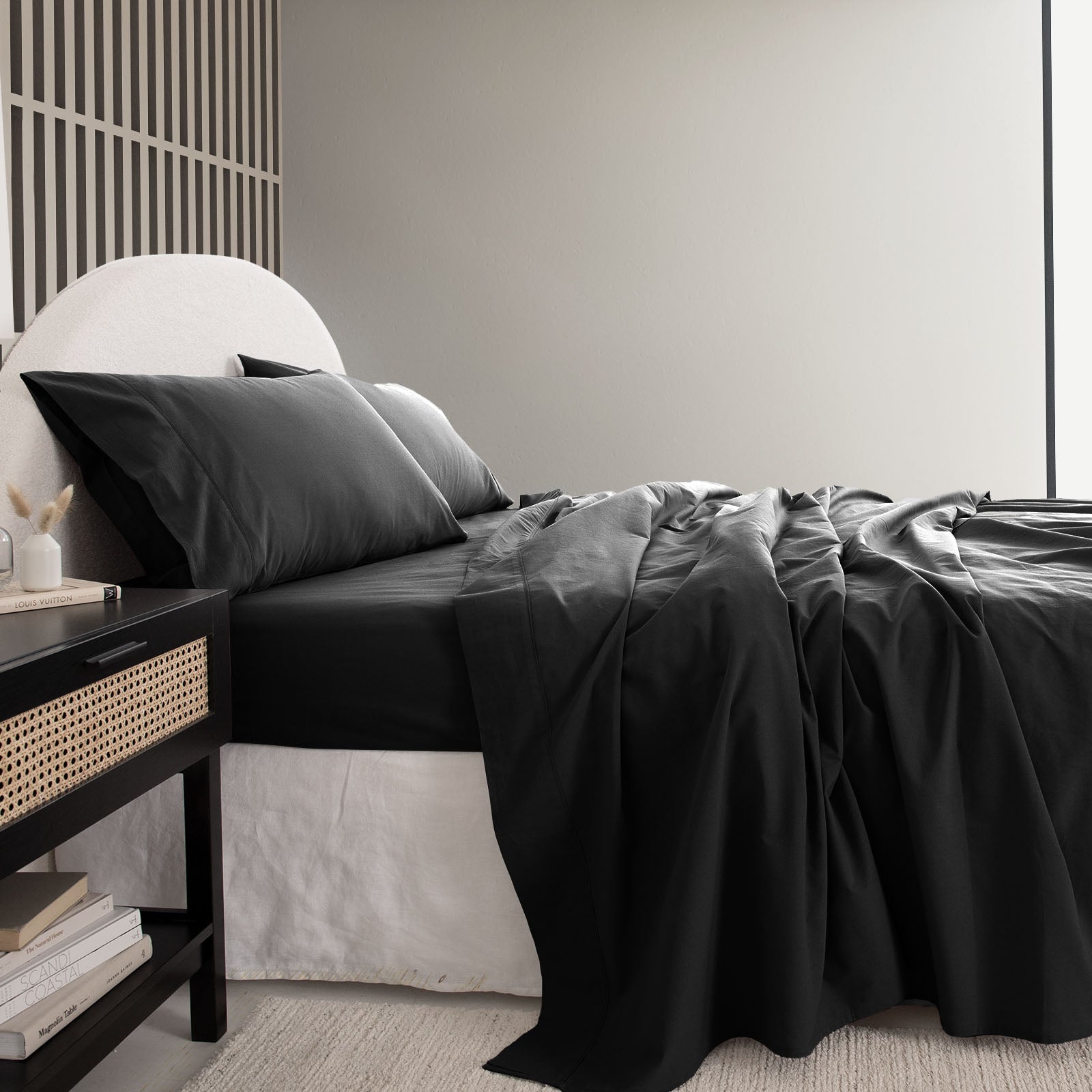 Royal Comfort Vintage Washed 100 % Cotton Sheet Set Single - Charcoal-1