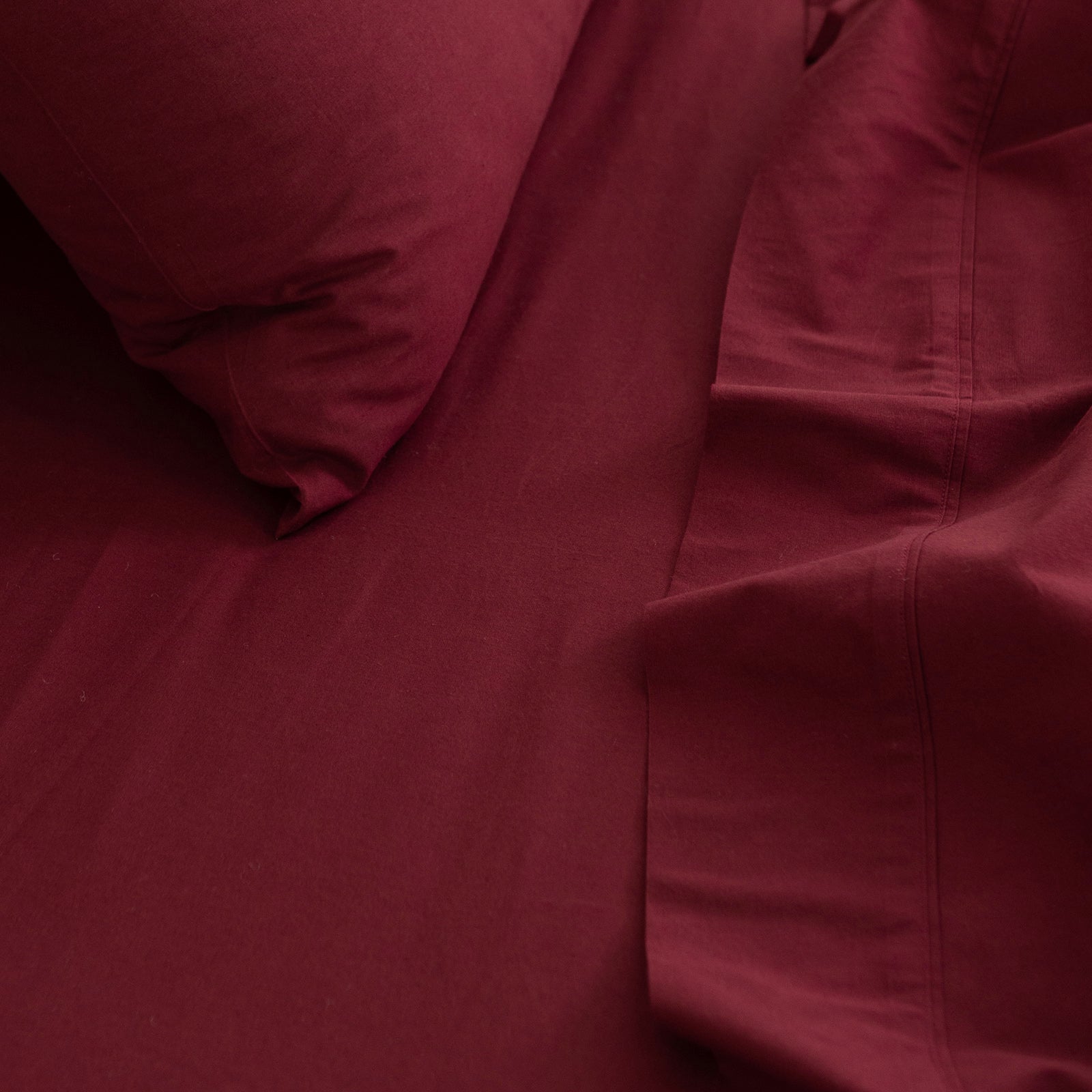 Royal Comfort Vintage Washed 100 % Cotton Sheet Set Single - Mulled Wine-3