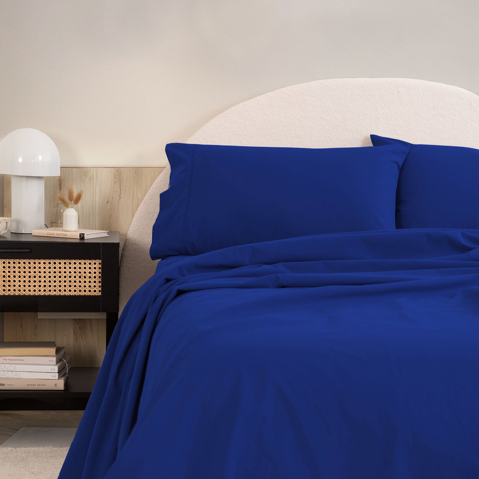 Royal Comfort Vintage Washed 100 % Cotton Sheet Set Double - Royal Blue-0