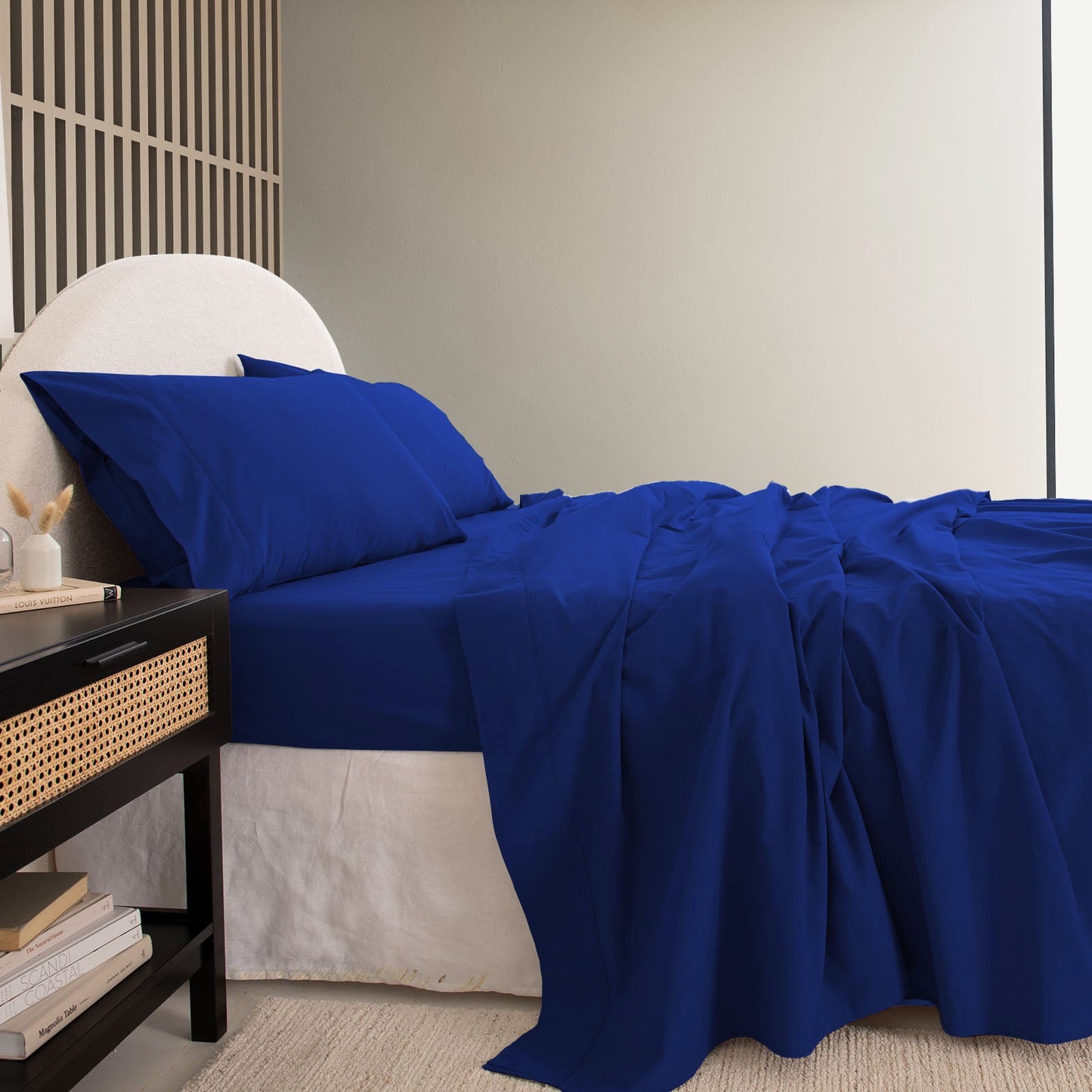 Royal Comfort Vintage Washed 100 % Cotton Sheet Set Double - Royal Blue-1