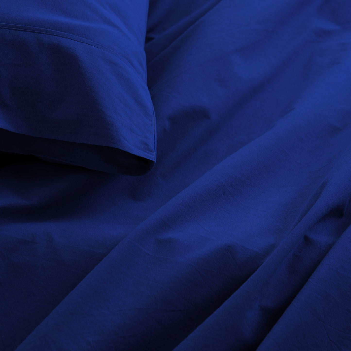 Royal Comfort Vintage Washed 100 % Cotton Sheet Set Double - Royal Blue-2