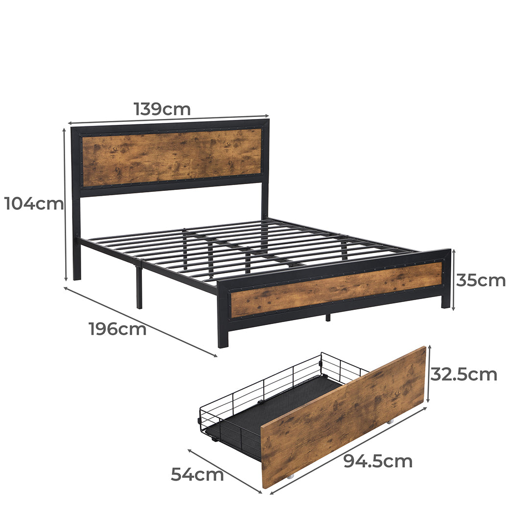 Levede Metal Bed Frame Double Mattress-1