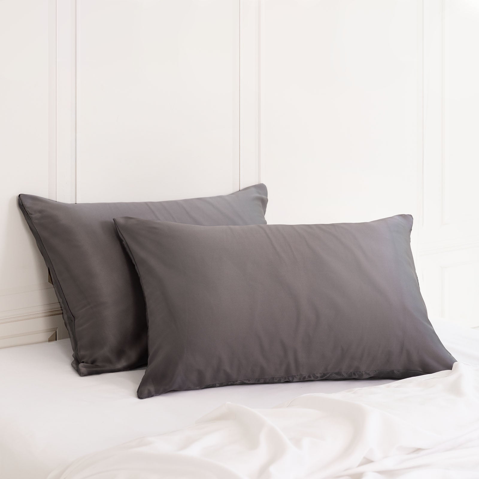 MULBERRY SILK PILLOW CASE TWIN PACK - SIZE: 51X76CM - CHARCOAL-3