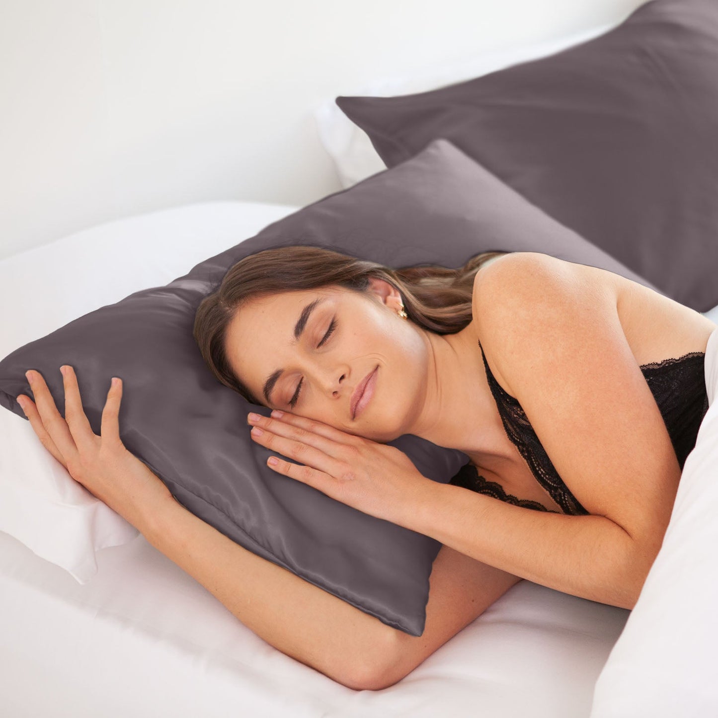 MULBERRY SILK PILLOW CASE TWIN PACK - SIZE: 51X76CM - CHARCOAL-1