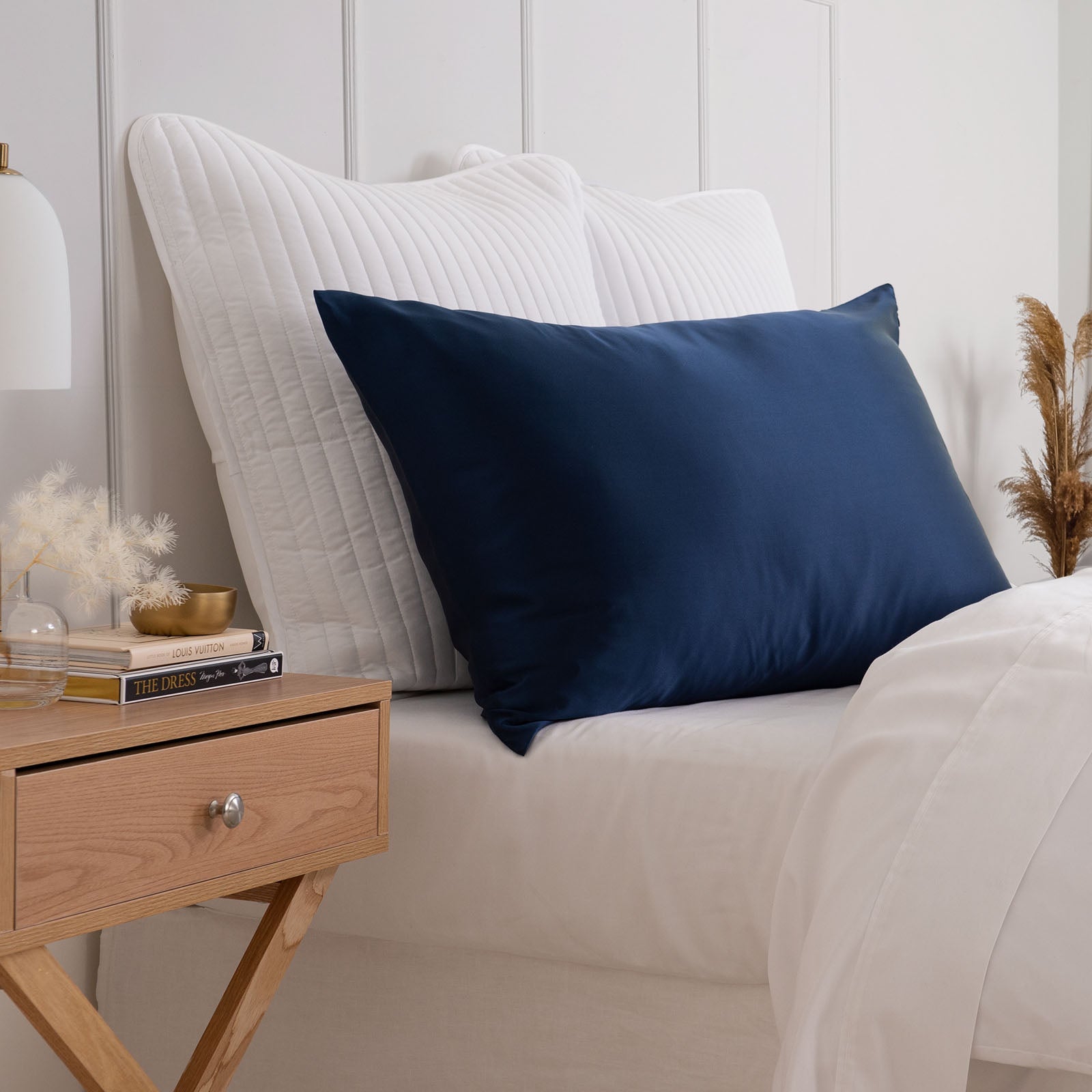 Pure Silk Pillow Case by Royal Comfort-Navy-0
