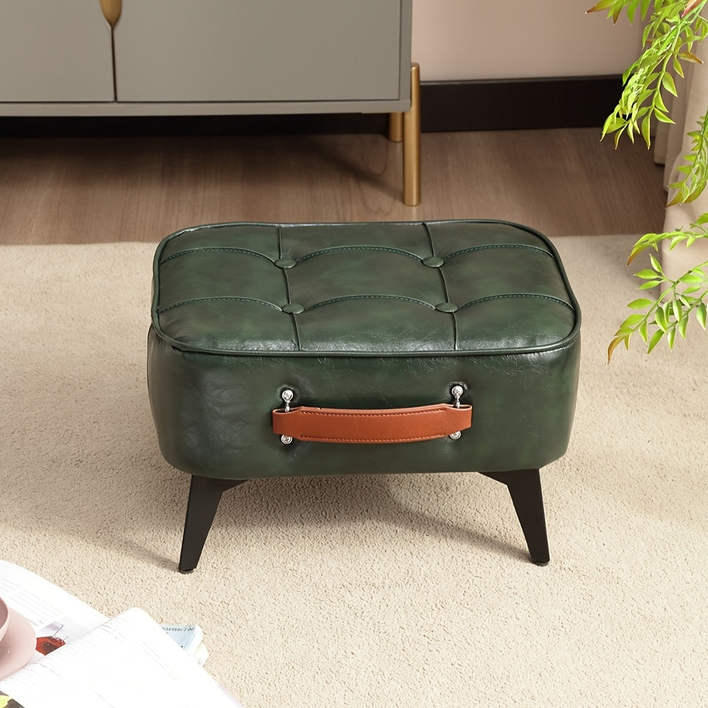 Leather Footstool Ottoman with Storage