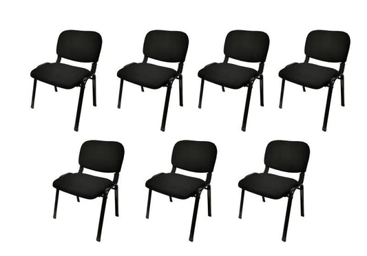 Stackable & Linkable Office Conference Visitor Community  Chairs (Set of 7-Black)