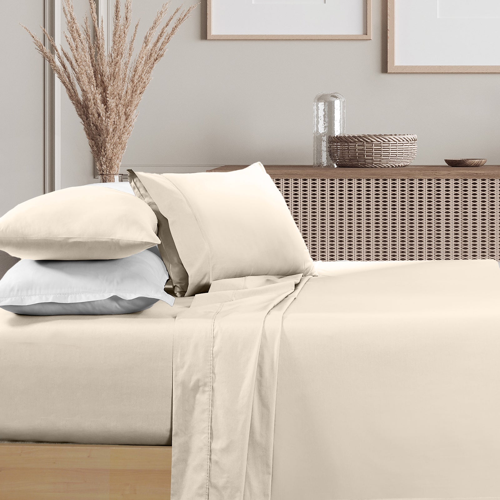 Renee Taylor 1500 Thread count Cotton Blend Sheet sets King Ivory-0