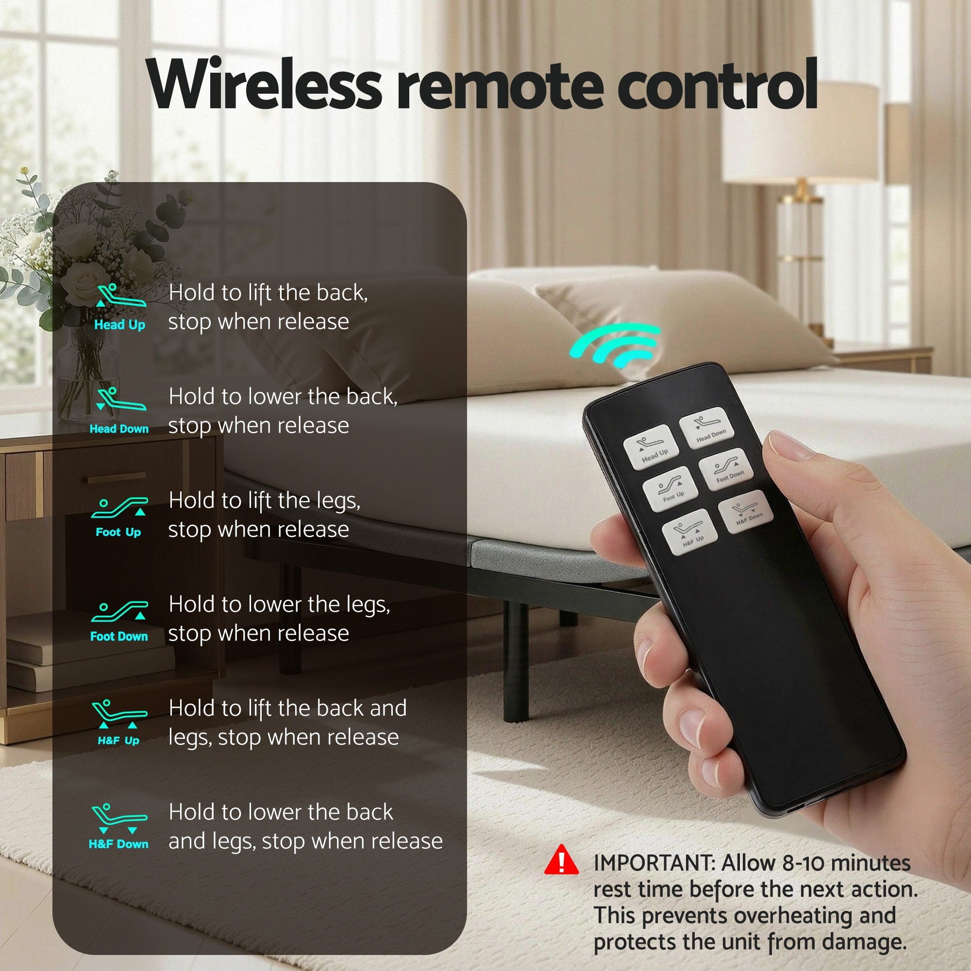 Artiss Adjustable Bed Frame King Size Electric Bed Base Wireless Remote Control Zero Gravity Power Bed Foundation