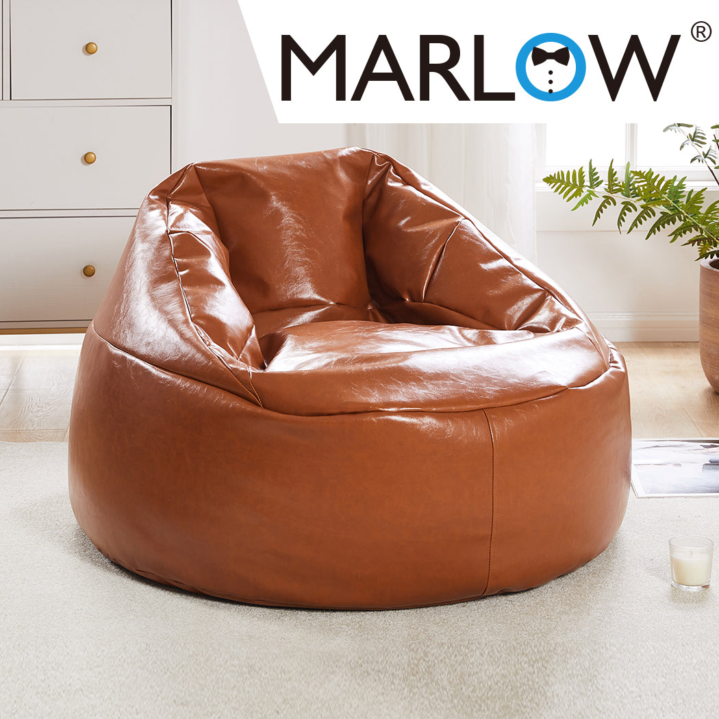 Marlow Bean Bag Chair Cover PU Couch Tan-2029387279872692230