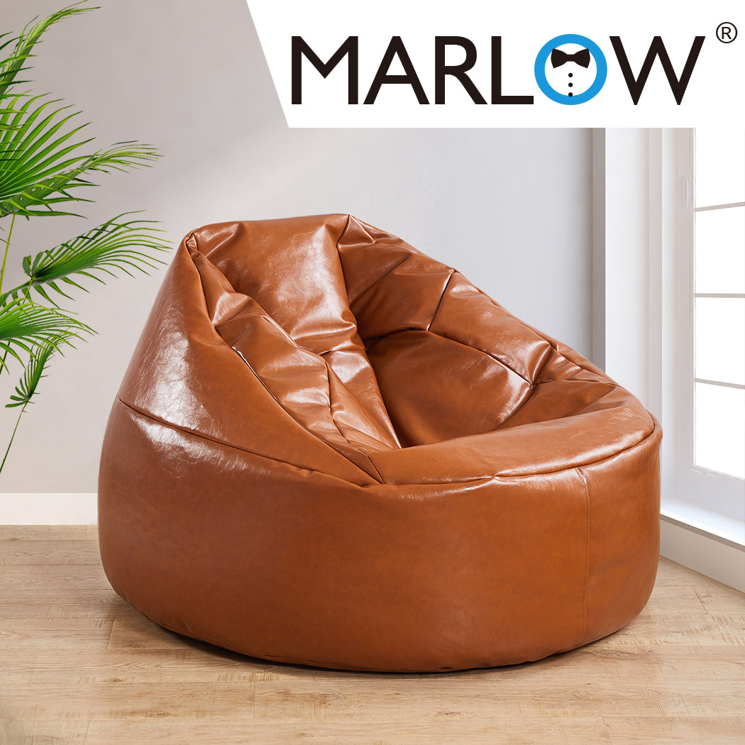 Marlow Bean Bag Chair Cover PU Couch Tan-2029387279872692231