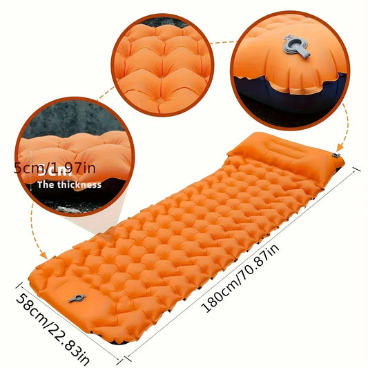 Sleeping Pad with Built-In Pillow Pump Orange-1