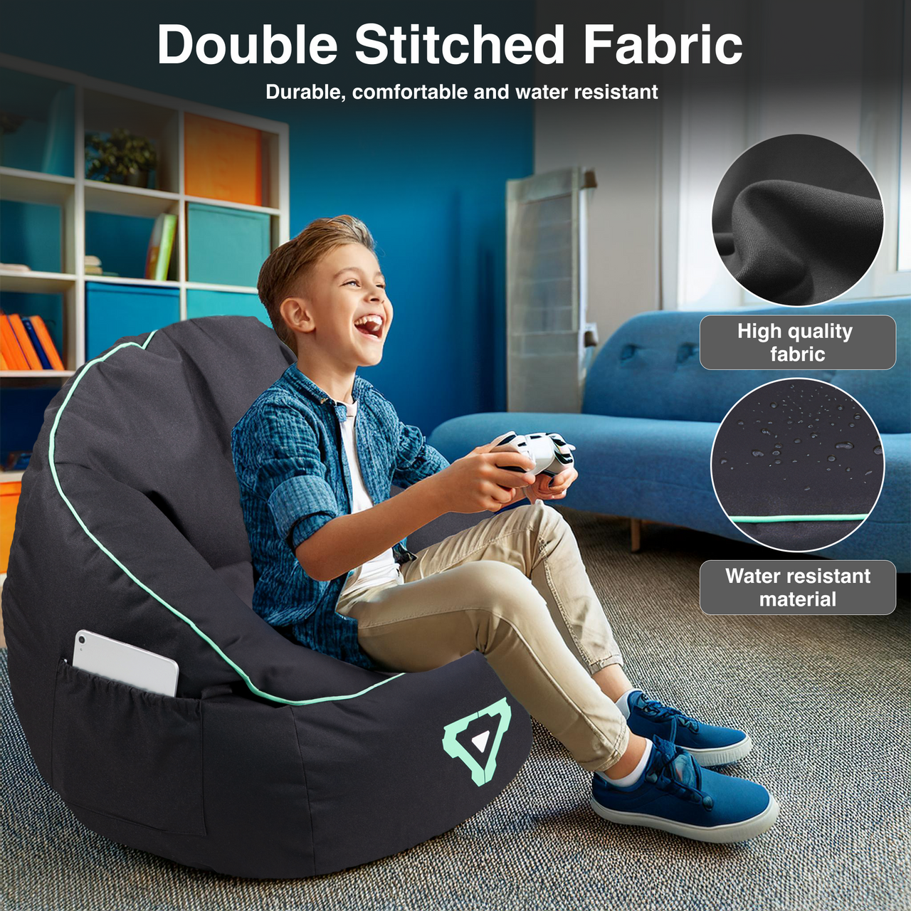 Laser Gaming Bean Bag with Pocket & Headphone Strap
