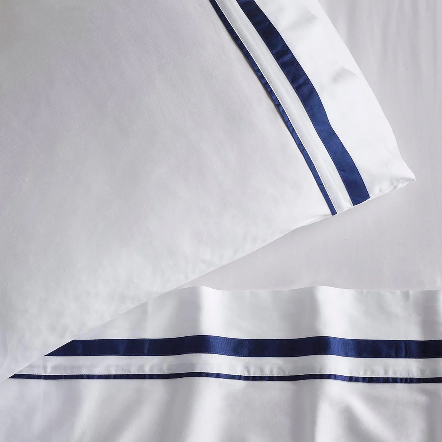 Cloud 1000 TC Egyptian Cotton White Navy Split King Sheet sets by Renee Taylor-3