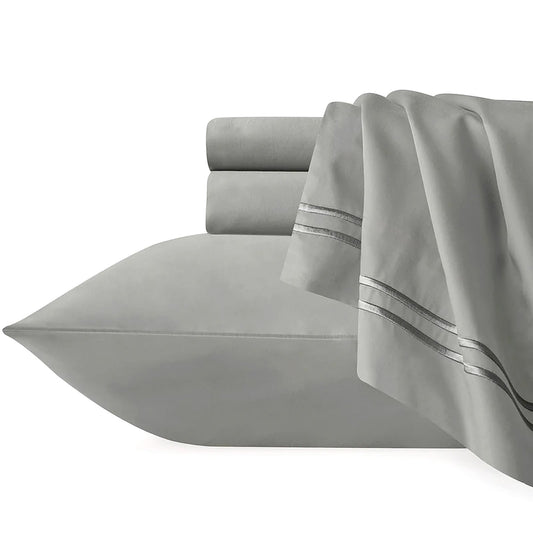 Strada Embroidered 1000 TC Egyptian Cotton Silver Charcoal Queen Quilt Cover Sets by Renee Taylor-0