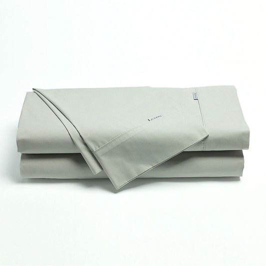 Bianca Heston Cotton Percale Sheet Set Silver Double-0