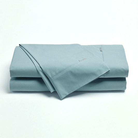 Bianca Heston Cotton Percale Sheet Set Steel Blue King-0