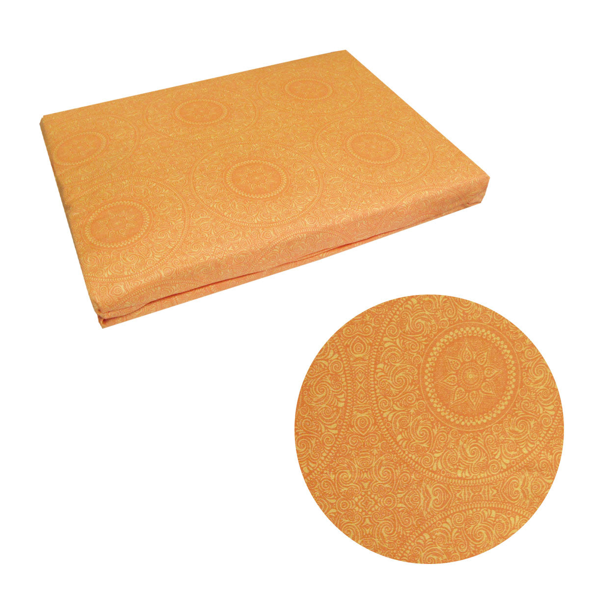 Bazaar Orange Cotton Fitted Combo Set Double-0