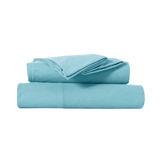 Kingtex Ultra-Soft Micro Flannel Sheet Set 40 cm Wall Aqua Single-0