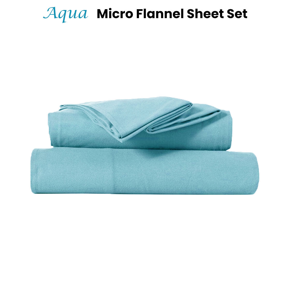 Kingtex Ultra-Soft Micro Flannel Sheet Set 40 cm Wall Aqua Single-1
