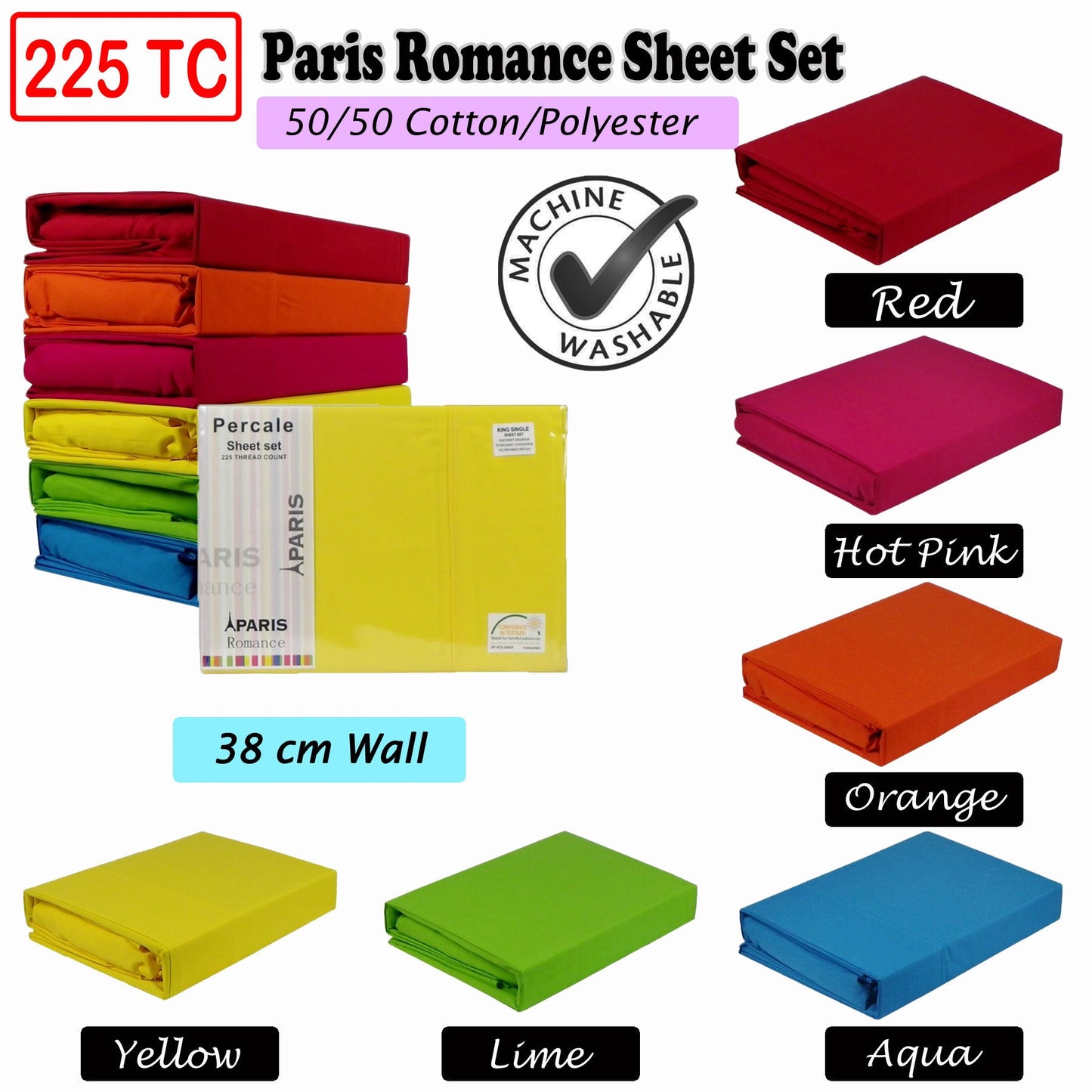 225TC Paris Romance Sheet Set Red DOUBLE-1