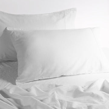 luxurious linen cotton sheet set 1 king single white-0