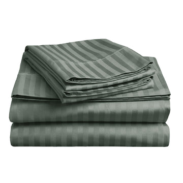 soft stripe microfibre sheet set double charcoal-0