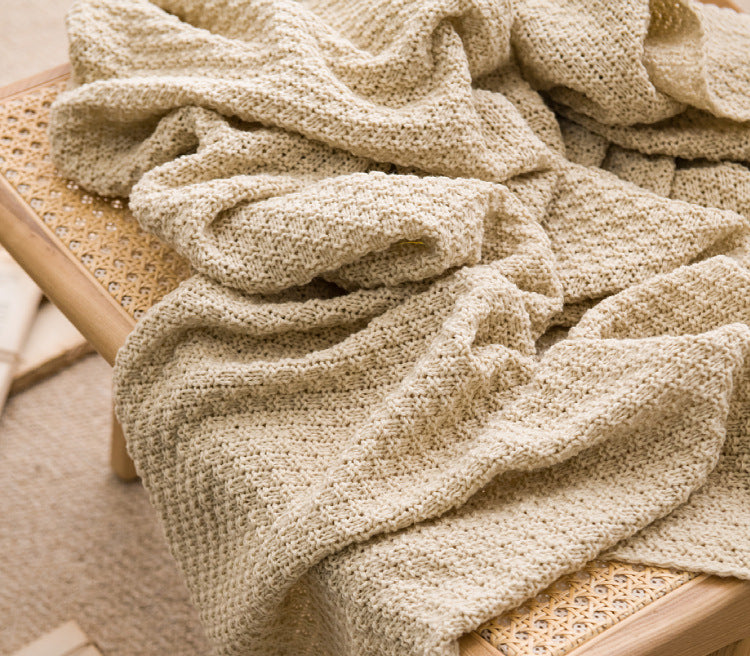 Beige 110cm x 150cm Soft Tassel Throw Blanket for Sofa or Bed, Cozy  Casual Blanket for Office Nap, Minimalist Bed End Cover