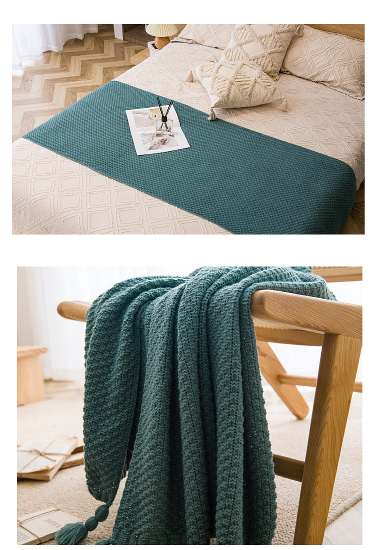 Pink 110cm x 150cm Soft Tassel Throw Blanket for Sofa or Bed, Cozy  Casual Blanket for Office Nap, Minimalist Bed End Cover