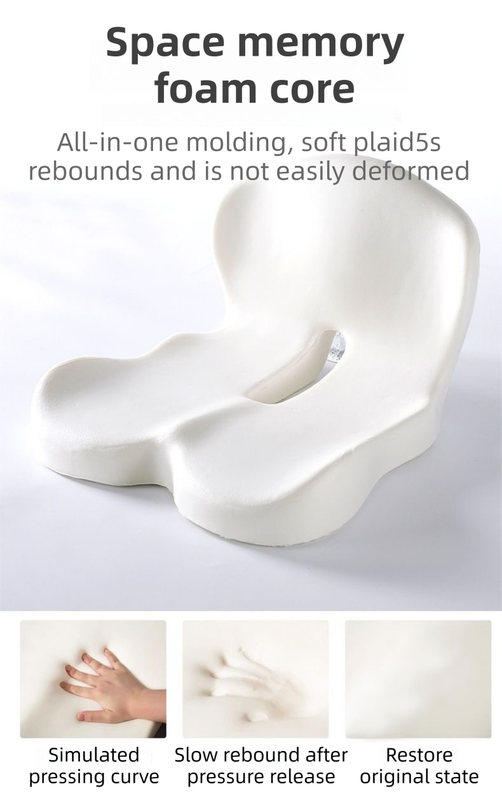 Grey Ergonomic Memory Foam Seat Cushion & Lumbar Support(44x42x32CM) - Relieves Sciatica & Corrects Posture with Breathable Cover