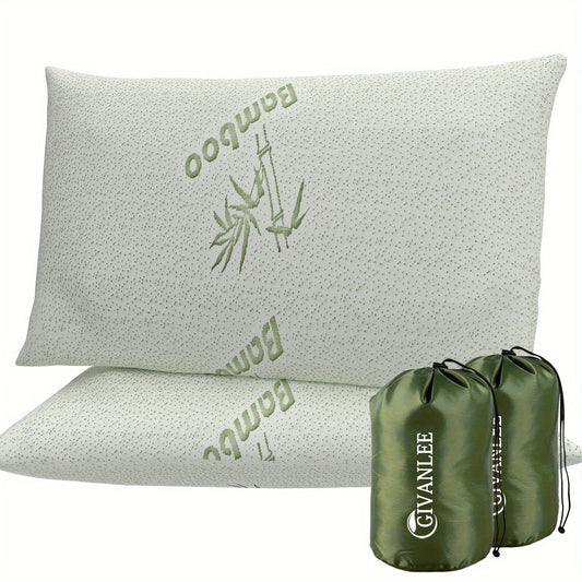 Camping Pillow Shredded Memory Foam Travel (2 Pack)-0